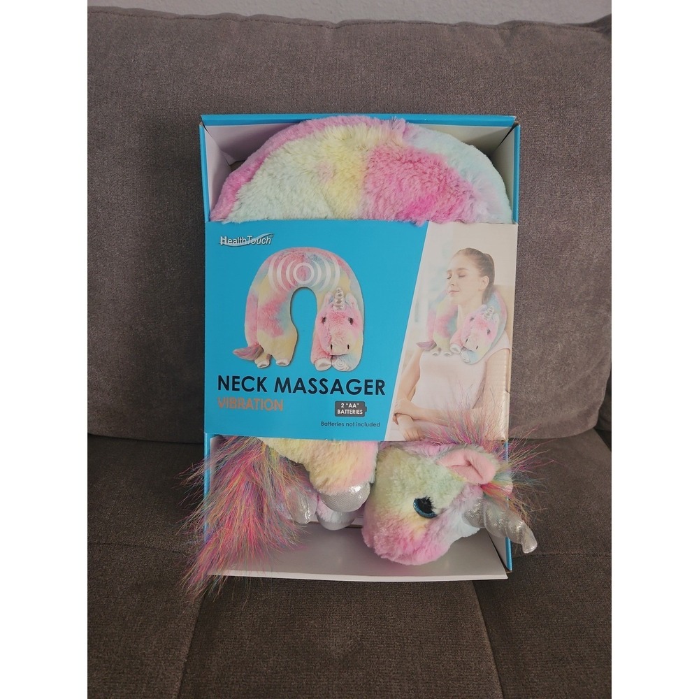 Health Touch Unicorn Neck Massager - Battery Operated Vibration Travel Pillow